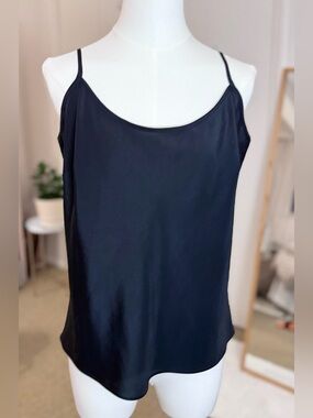 Talbots Black Satin Slip Cami Tank – Size 12 – Elegant Minimalist Closet Staple